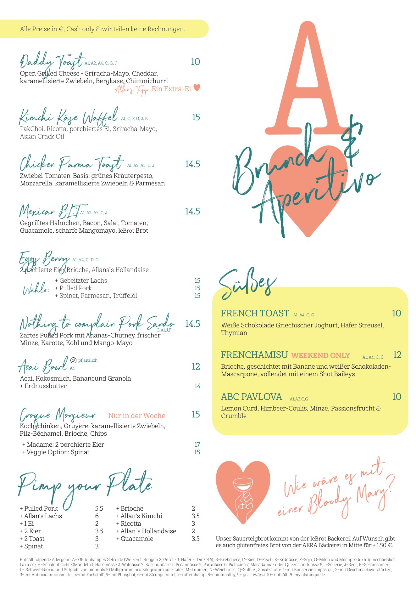 Food menu, page 1 of 2