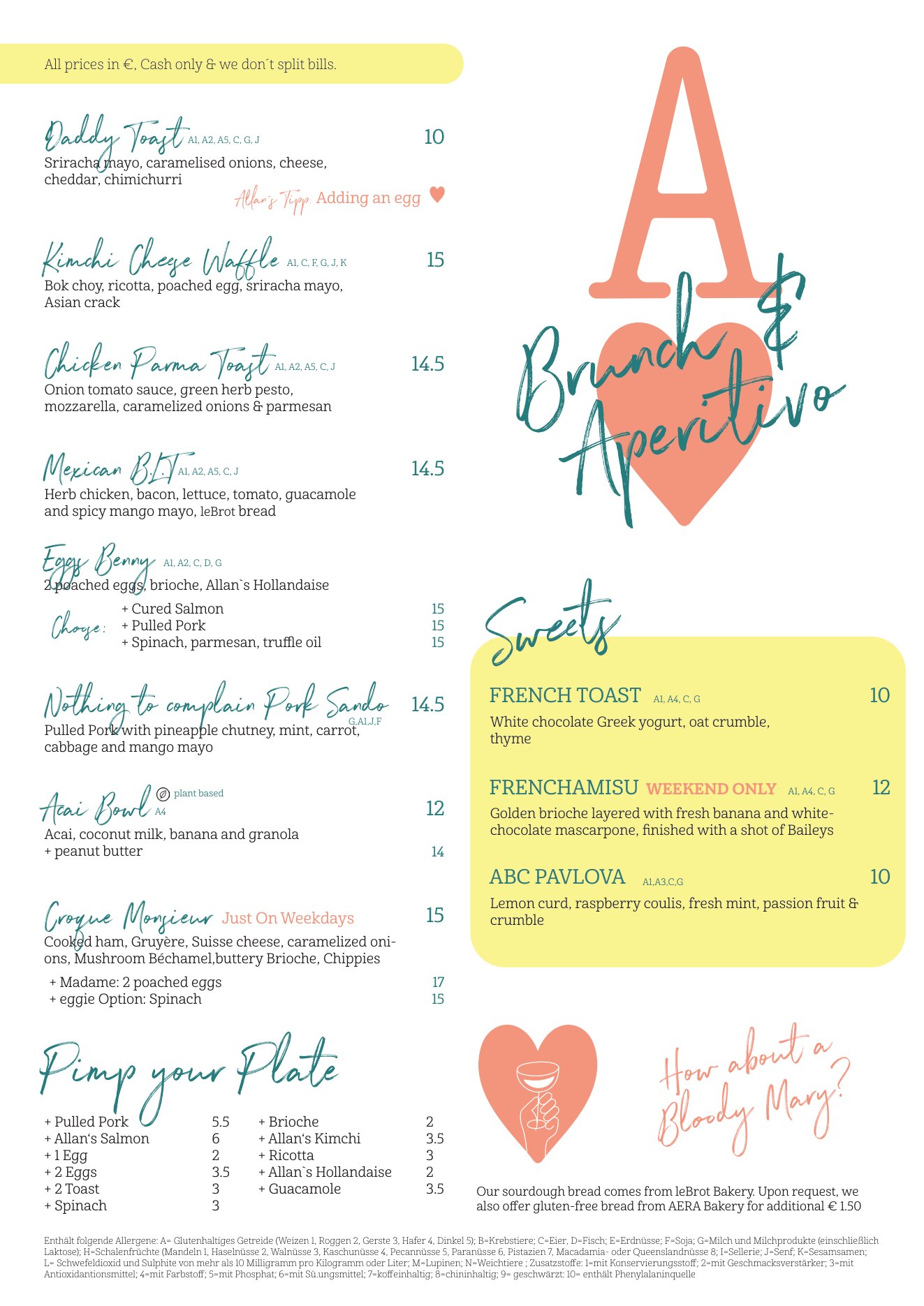 Food menu, page 2 of 2